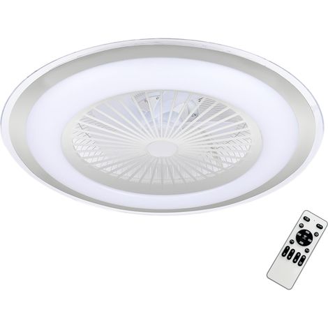Ventilador de techo redondo Ø60cm plateado/blanco LED 48W color variable control remoto ZEPHYR Milagro (1/5)
