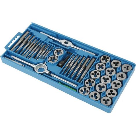 Kit de Taraud et Filière, M3-M12 Taraud et Filières Matrice Métrique en Acier avec Clé à Cliquet Réglable, Coffret de 40 Pièces (1/5)