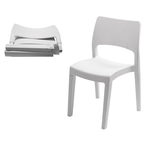 Chaise extérieure blanche en résine empilable et amovible Klik Klak (1/5)