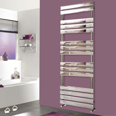 WarmeHaus Heated Towel Rail Radiator For Bathroom Ladder Flat Panel Chrome 1600x600mm