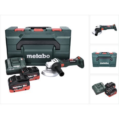 Smerigliatrice angolare a batteria Metabo W 18 LT BL 11-125 18 V 125 mm senza spazzole + 2x batteria 8,0 Ah + caricatore + metaBOX