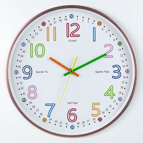 Horloge d'apprentissage analogique pour enfants - Horloge murale pour enfants - Horloge murale éducative, temps de lecture facile à apprendre,cadran d'apprentissage de diamètre 30 cm, silencieu (1/5)
