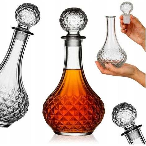 Carafe Verre - 800 ml - Diamanté - Bouchon Verre Avec Joint Silicone - Pour Whisky Vin Liqueur - 1 Pièce (1/5)