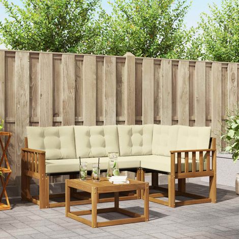 vidaXL Outdoor Sofa Set with Cushion 5 pcs Natural and Cream (1/5)