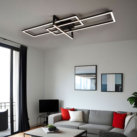 Plafoniera sala da pranzo plafoniera soggiorno lampada design leggero, metallo ottone nero, interruttore dimmer, LED 34W 3900Lm 3000K bianco caldo, L 100cm
