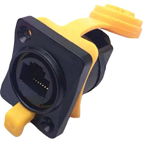 Connecteur femelle RJ45 droit, prise RJ45, port réseau, port réseau industriel étanche à 90 degrés, connecteur de panneau de prise, fiche, noir. (1/5)