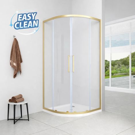ECOLAM Duschkabine Dusche 90x90 200 Viertelkreis gold Duschabtrennung Glas Easy Clean (1/5)