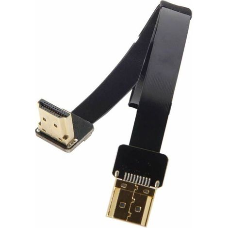 Câble HDMI plat coudé - MICH - 50 cm - Mâle vers mâle - Coudé à 90° - Photographie aérienne - Multicoptère - Doux (1/4)