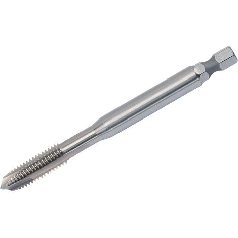 Völkel HexDrive - Maschio per filettatura a macchina (attacco esagonale) 1/4", HSS-E, M3-M12, DIN371/376, forma B & C, filettatura metrica, foro passante in acciaio inox, filettatura filettata (1/5)