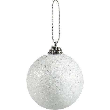 Boules de Noël blanches incassables à paillettes, 24 pièces. (1/4)