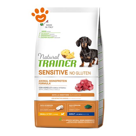 Trainer Natural Dog Sensitive No Gluten Adult Small & Toy Agnello  - Trainer Natural Dog Sensitive No Gluten Adult Small & Toy Agnello - Sacco Da 7 Kg