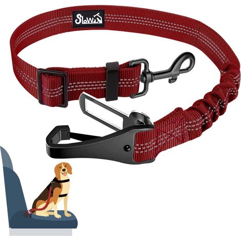 Hunde Sicherheitsgurt Auto mit Ruckdämpfung, 90cm Rot (1/5)