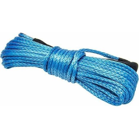 Corde de Treuil Synthétique - - 6 mm x 15 m - Force 3400 kg - Couleur Bleu - Résistance UV (1/4)