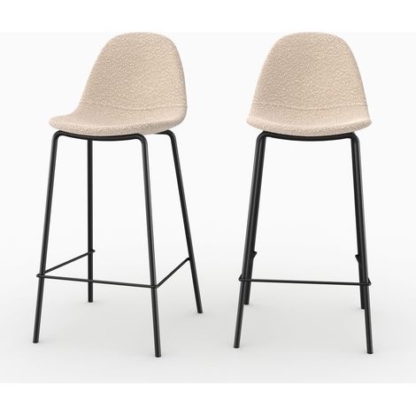 Set de 2 sillas para isla de cocina en tela beige 65,5 cm - Henrik