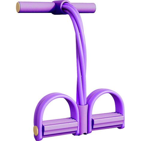 Bande de résistance avec pédale, 6 tubes, multi-usage pour le renforcement musculaire - violet (1/5)