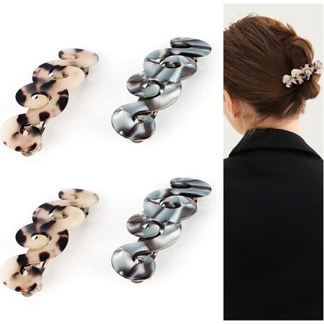 Lot de 4 pinces à cheveux plates pour femmes - Pinces à cheveux mates - Pinces à mâchoires résistantes - Accessoires de coiffure pour cheveux épais et fins Stijl H (1/5)