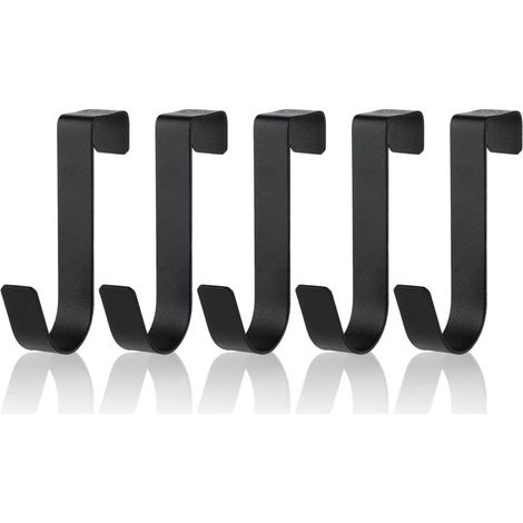 Lot de 5 crochets porte-serviettes en acier inoxydable étanches pour porte de salle de bain en verre sans cadre 2,1 cm Noir mat