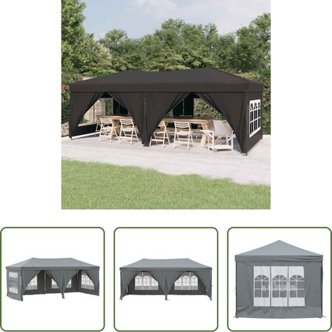 Tente de réception anthracite - Tente de réception pliable avec parois Anthracite 3x6 m (1/5)