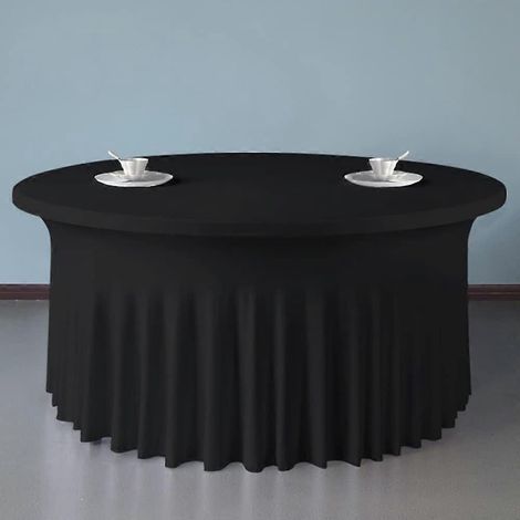 Lot de 2 nappes rondes noires en spandex extensible de 152 cm (5 pieds 60 pouces) avec (1/4)