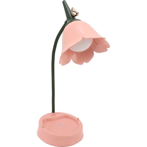 Lampe de bureau tactile LED 3W, 3 niveaux d'intensité, pliable, en forme de pétale, USB 5V, rose (1/5)