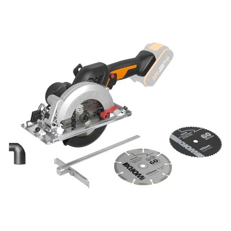 Worx – Scie circulaire sans fil 20V – Moteur Brushless – Lame 120 mm pour coupes jusqu'à 41 mm – Vitesse variable 0-6900 tr/min – Éclairage LED intégré