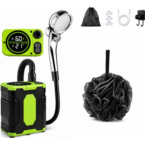 Douche de camping portable électrique rechargeable raccord fileté vert fruit avec fleur de douche 1w réf 0811 26 × 19 × 7 cm 1,1 kg – Livraison gratuite