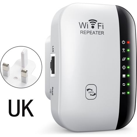 WiFi repeater, network extender, UK/Australia standard wireless signal amplifier, new home router - third generation, 7-LED, UK standard, white. (1/4)
