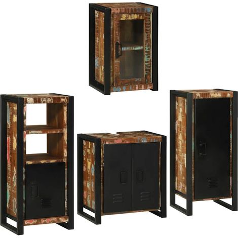 Juego de muebles de baño 4 pcs Madera reciclada maciza