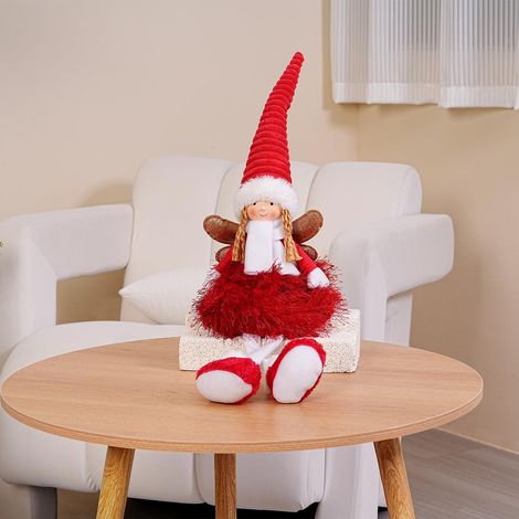 Figurine d'ange de Noël, décoration de fée, décoration de Noël de bureau et de fenêtre, poupée ange, décoration d'intérieur, bureau, décorations de Noël (rouge) (1/5)