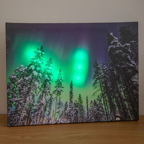 40 x 30cm Battery Powered Light Up Christmas Wall Art Aurora Canvas (1/5)