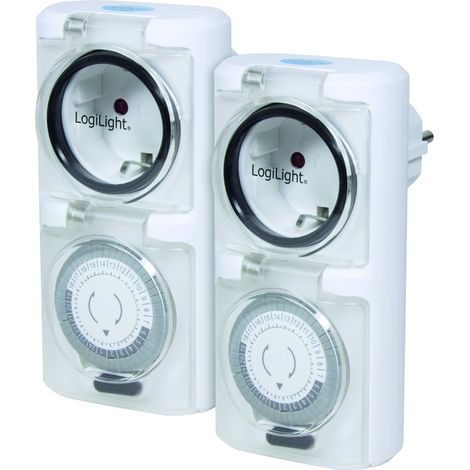 Minuterie analogique 24 h IP44 externe, interrupteur 16 A, 2 unités