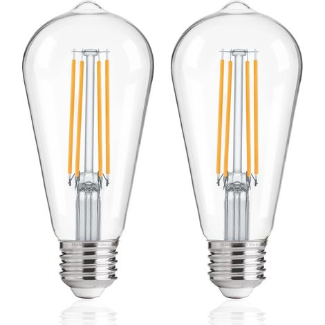 Ampoules à capteur de lumière du crépuscule à l'aube 60W Équivalent, 7W ST64 Edison Ampoule E27 Vintage 2700K, Marche/arrêt Auto, Ampoules de sécurité extérieures pour, cour, balcon, Lot de 2 (1/5)