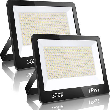 Projecteur LED Exterieur 300W 2 Pièce, IP67 Imperméable Spot LED Extérieur Avec Transformateur, 30000LM 6500K Blanc Froid Eclairage de Sécurité, Luminaire Pour Jardin Garage Usine (1/5)