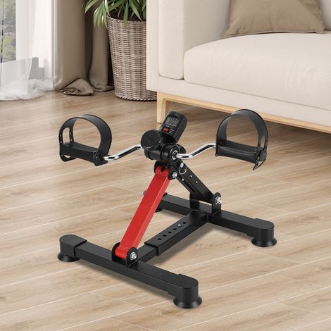 Jiubiaz Pedalier de apartamento - resistencia ajustable - pantalla LCD - altura y anchura ajustables - entrenamiento de brazos y piernas - acero negro (1/5)