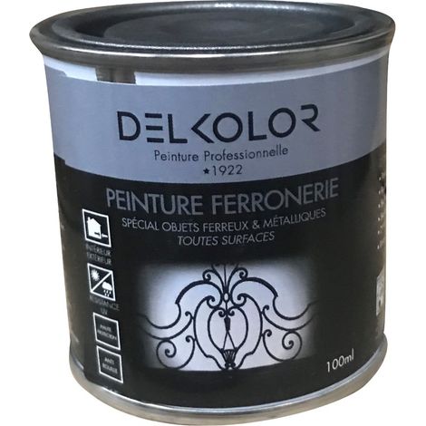 Delkolor – Peinture spéciale ferronnerie 100 ml – Noir – Antirouille et protection longue durée – Séchage rapide – Haut pouvoir couvrant