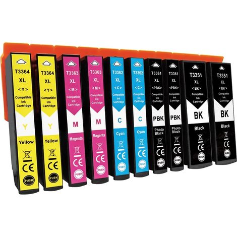 Cartouches 33XL Compatibles avec Epson 33XL Multipack Lot de 10 (1/5)