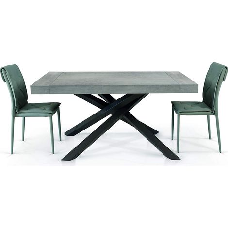 Tavolo in legno nobilitato finitura beton allungabile 180x100 cm - 280x100 cm (Gambe Incrociate) (1/3)