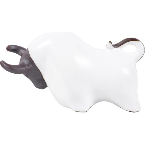 Rinderskulptur Weißes Teehaustier aus violetter Tonkeramik