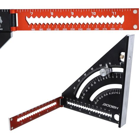 Zimmermannswinkel, klappbares Dreiecklineal aus Metall/Aluminium, Kombinationswinkel, 317 mm Multifunktionsdreieck, Winkelmesser, Winkelmesser, 45–90 Grad / Schreinerwerkzeuge / Holzbearbeitungswerkze (1/3)