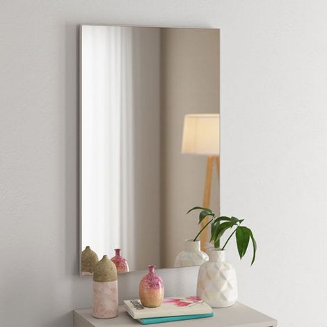 Espejo Cogne, kit fijación a pared incluido, forma rectangular, tono color estructura, 51x83h cm beige (1/5)