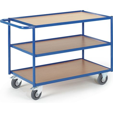 Rollcart Tischwagen mit 3 Etagen im Buchendekor 990x590mm