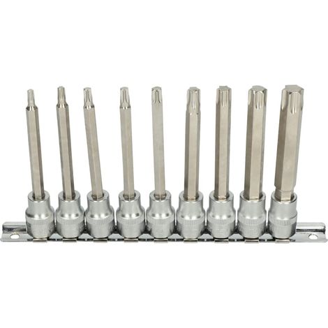 Rail de 9 Douilles tournevis torx 3/8" T20 - T60"