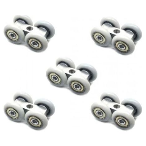 Lot de 5 roulettes pour portes coulissantes, ferrures de porte coulissante, convient pour portes coulissantes, armoires, compartiments (1/5)