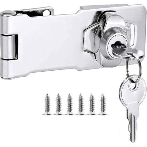 Verrou de porte avec différentes clés, verrou angle droit, loquet tiroir d'armoire fermeture serrure cadenas placard moraillon verrouillage boîte aux lettres 3 Inch - (1/5)