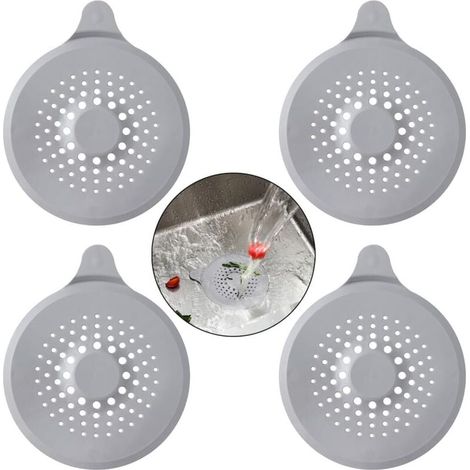 Copriscarico in silicone da 4 pezzi, filtro per lavandino con ventosa, filtro per scarico vasca, protezione per scarico per bloccare capelli e sporco (1/4)