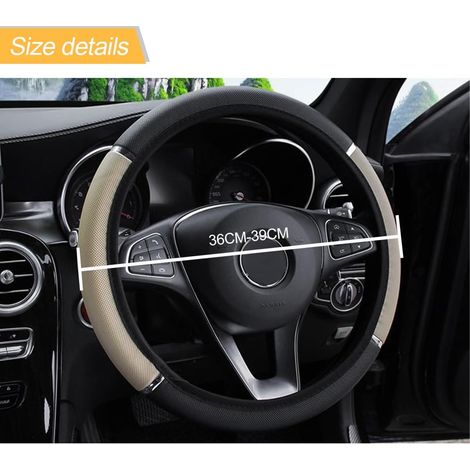 Housse de volant de voiture, antidérapante et élastique, unisexe, compatible avec les volants de 38 cm de diamètre (voiture, véhicule, SUV). (1/4)
