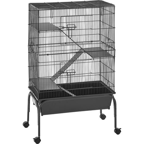 Mophorn Jaula de 3 niveles para animales pequeños con ruedas, ideal para hurones, conejos, roedores, chinchillas y gatitos. Incluye hamaca, rampas, puertas, bandeja extraíble y kit de instalación (1/5)