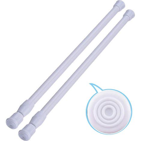Lot de 2 petites tringles de tension de 39,9 cm à 28 tringles à rideaux extensibles à ressort pour ustensiles de cuisine, placard et armoire, tiennent dans les espaces pour rester en place (blanc) (1/5)