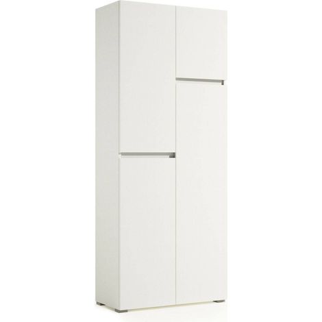 Dmora - Armadio multiuso grande Attiniaro, Mobile multiuso a 4 ante, Armadietto porta scarpe, Guardaroba salvaspazio, 100% Made in Italy, 80x37h195 cm, Bianco (1/5)