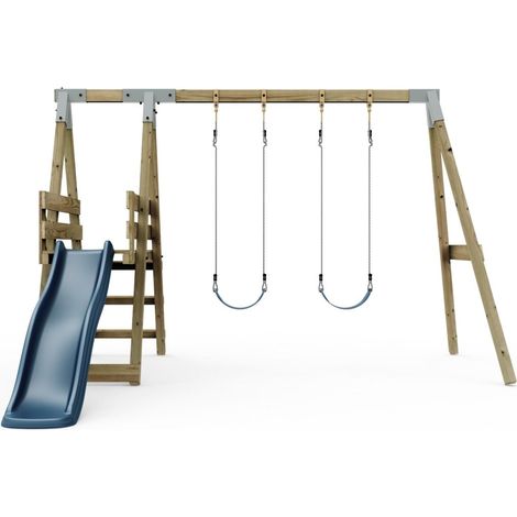 Premium Double Swing with Deck - Flex and Baby Dusky Pink